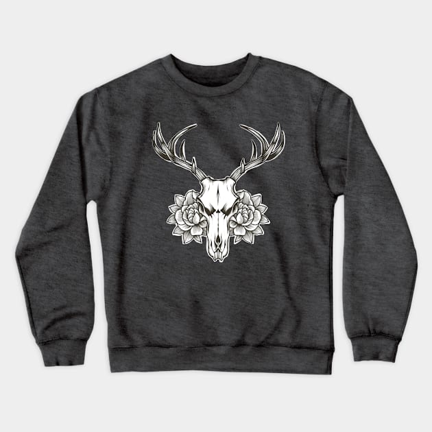 Oh deer! unisex Deer Skull with flowers Crewneck Sweatshirt by ISFdraw